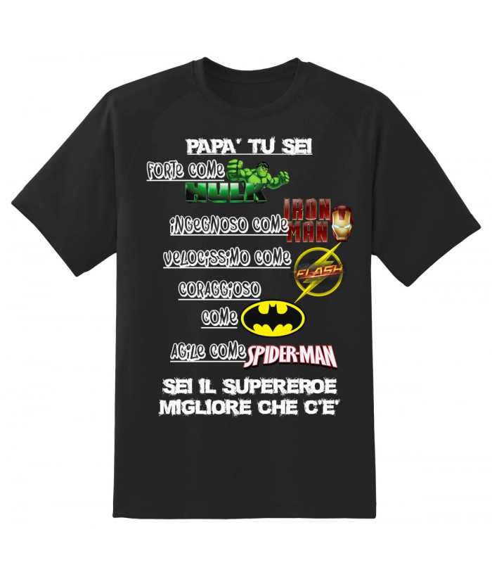 T-Shirt Nera Supereroi